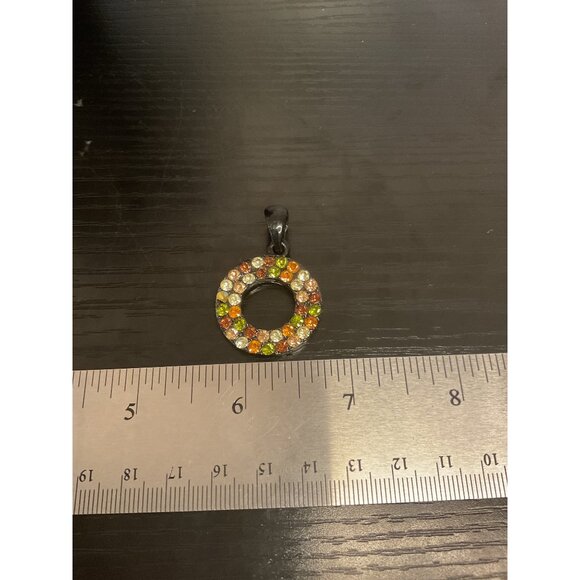 Multi-Color Rhinestone Circle Pendant Bling-Bling Jewelry Accessory - Picture 4 of 4